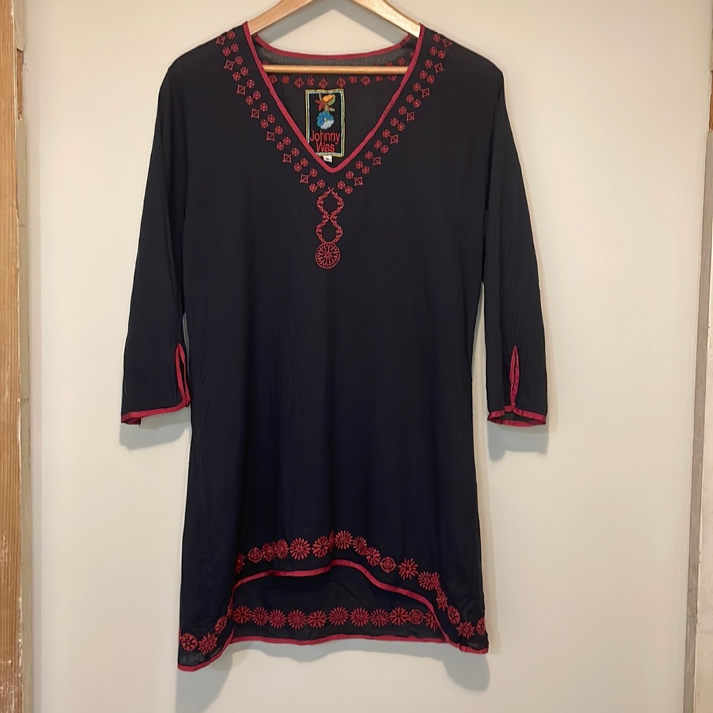 Johnny Was blue cotton tunic